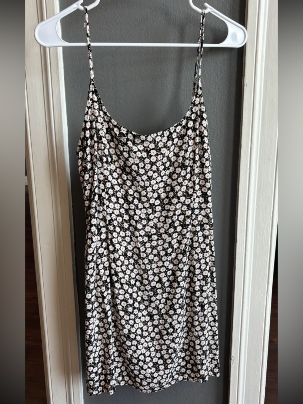 Forever 21 Black Floral Slip Dress with Pink and White Daisies